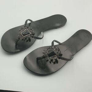GUISEPPE ZANOTTI. EMBELLISHED LEATHER SANDALS